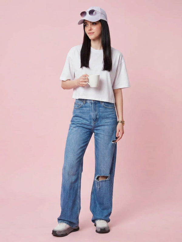 Istyle Can White Boxy Crop T-Shirt View 6
