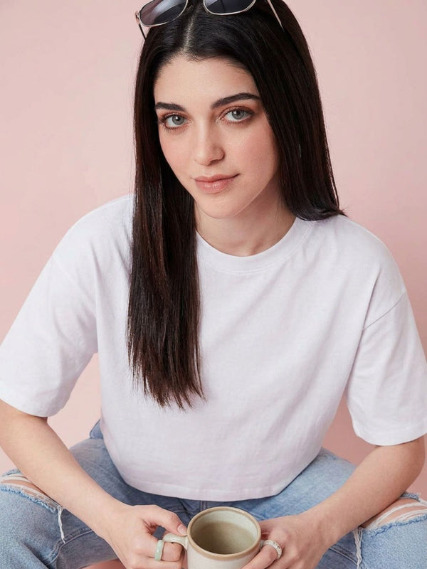Istyle Can White Boxy Crop T-Shirt View 7