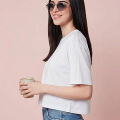 Istyle Can White Boxy Crop T-Shirt View 8