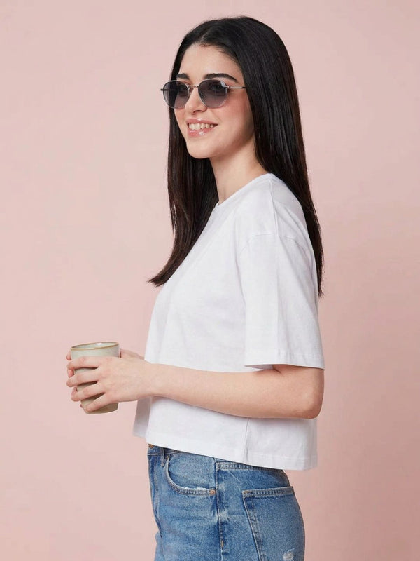 Istyle Can White Boxy Crop T-Shirt View 8