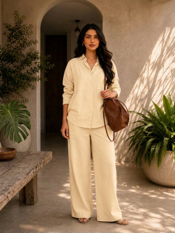Women's Solid Cotton Co-Ord Set