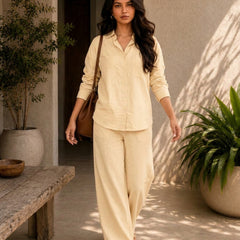 Women's Solid Cotton Co-Ord Set