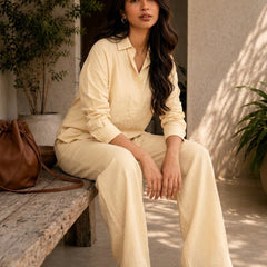 Women's Solid Cotton Co-Ord Set