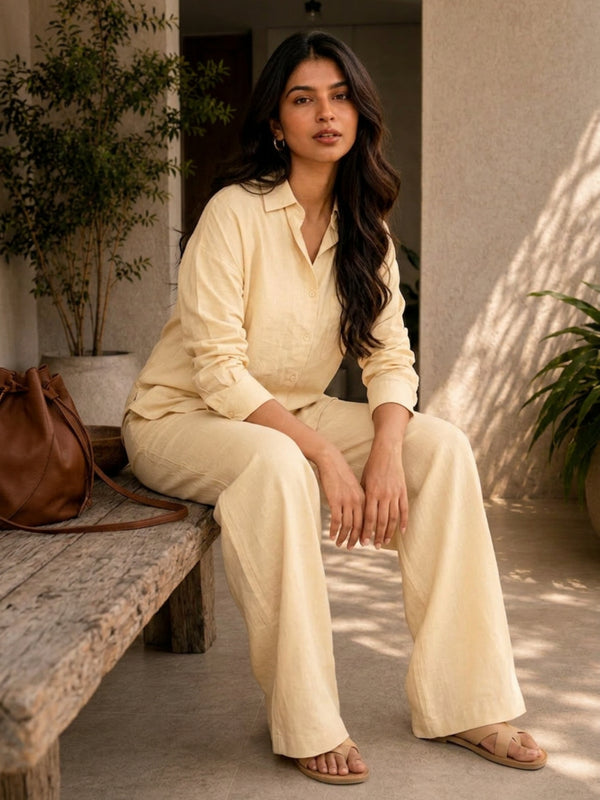 Women's Solid Cotton Co-Ord Set