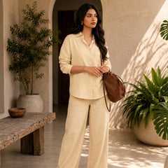 Women's Solid Cotton Co-Ord Set