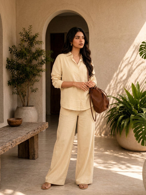 Women's Solid Cotton Co-Ord Set