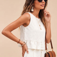Off White peplum top and wide-leg trouser co-ord set additional image