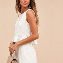 Off White peplum top and wide-leg trouser co-ord set additional image