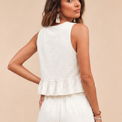 Off White peplum top and wide-leg trouser co-ord set additional image