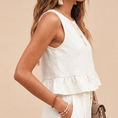 Off White peplum top and wide-leg trouser co-ord set additional image
