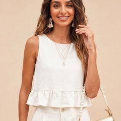 Off White peplum top and wide-leg trouser co-ord set additional image