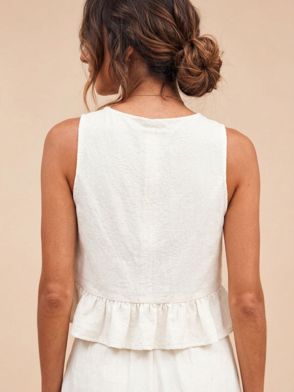 Off White peplum top and wide-leg trouser co-ord set additional image