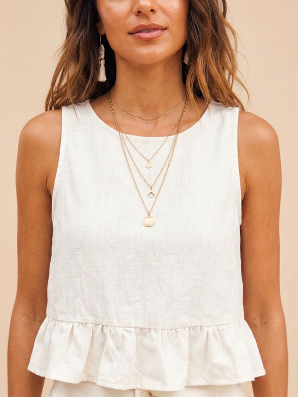 Off White peplum top and wide-leg trouser co-ord set additional image