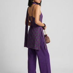Istyle Can Women Printed Cotton Tunic, Wide-Leg Trousers & Dupatta 3-Piece Co-Ord Set - Purple/Purple