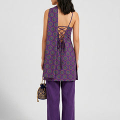 Istyle Can Women Printed Cotton Tunic, Wide-Leg Trousers & Dupatta 3-Piece Co-Ord Set - Purple/Purple