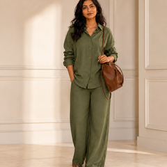 Women's Solid Cotton Co-Ord Set