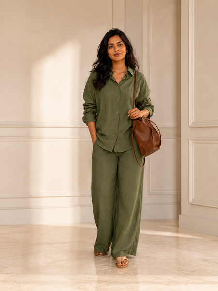 Women's Solid Cotton Co-Ord Set