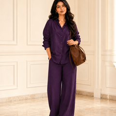 Women's Solid Cotton Co-Ord Set