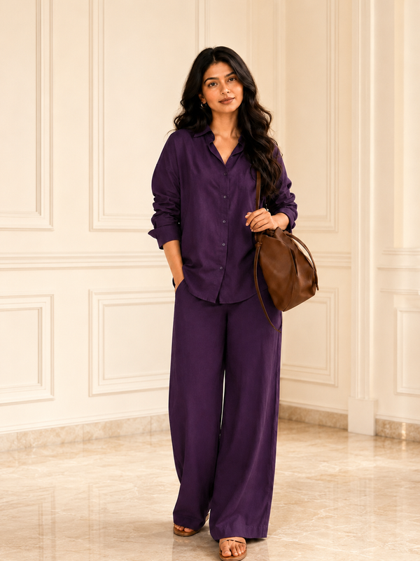Women's Solid Cotton Co-Ord Set