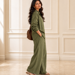 Women's Solid Cotton Co-Ord Set