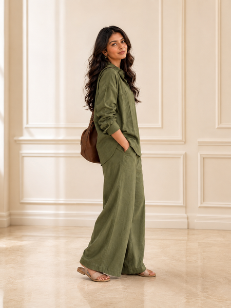Women's Solid Cotton Co-Ord Set