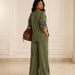Women's Solid Cotton Co-Ord Set