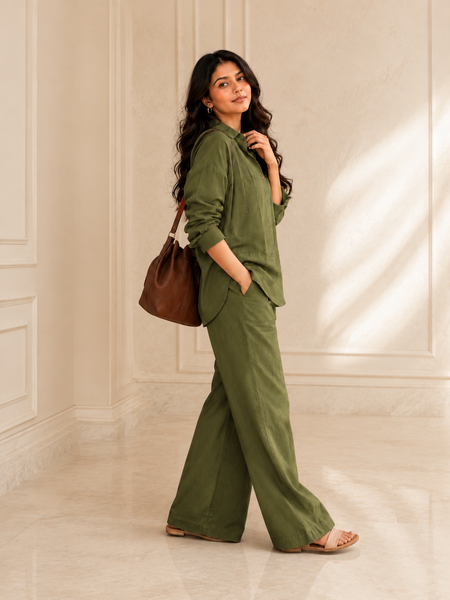Women's Solid Cotton Co-Ord Set