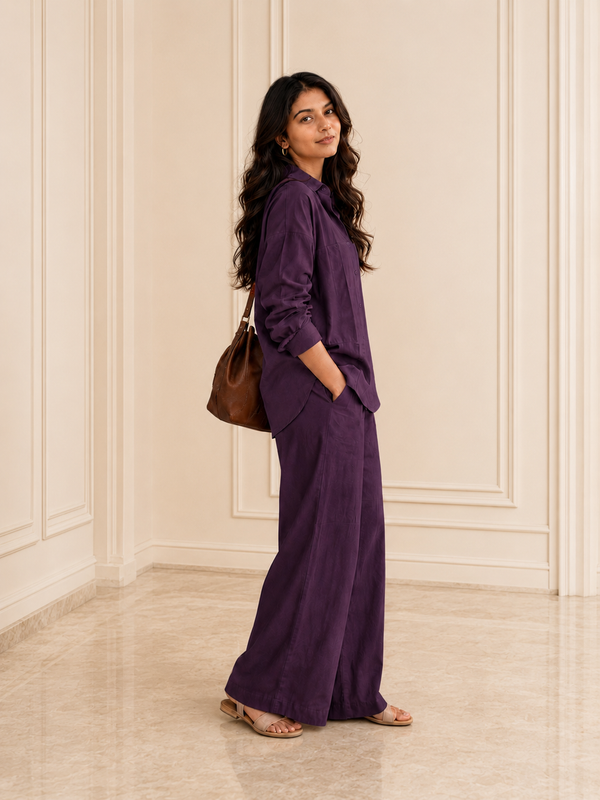Women's Solid Cotton Co-Ord Set