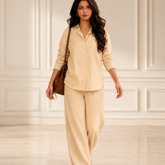 Women's Solid Cotton Co-Ord Set