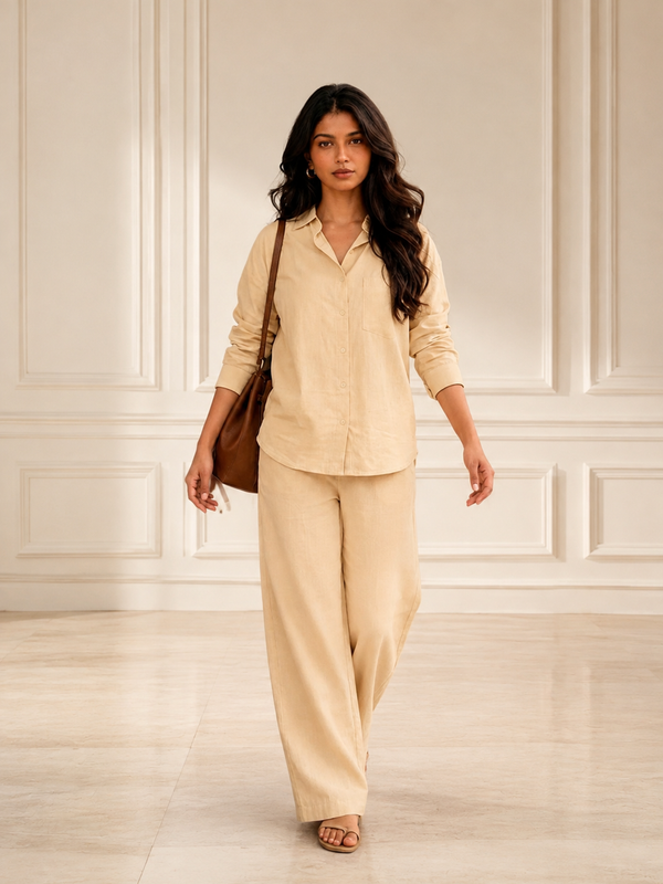 Women's Solid Cotton Co-Ord Set