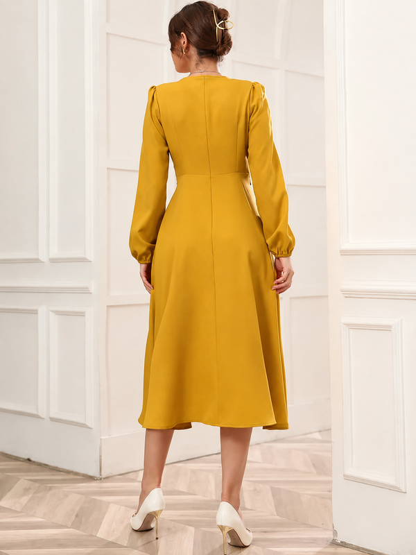 Women’s Elegant V-Neck Tie-Waist Wrap Dress