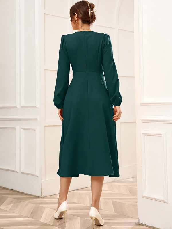 Women’s Elegant V-Neck Tie-Waist Wrap Dress