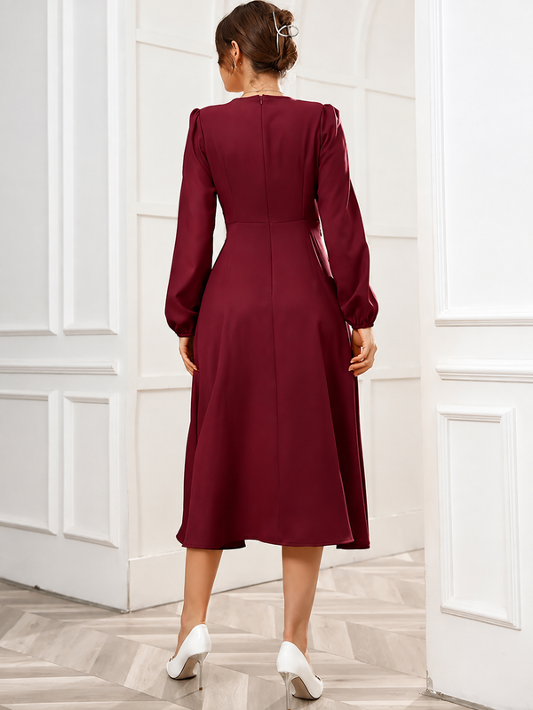 Women’s Elegant V-Neck Tie-Waist Wrap Dress