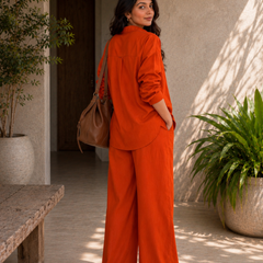 Women's Solid Cotton Co-Ord Set