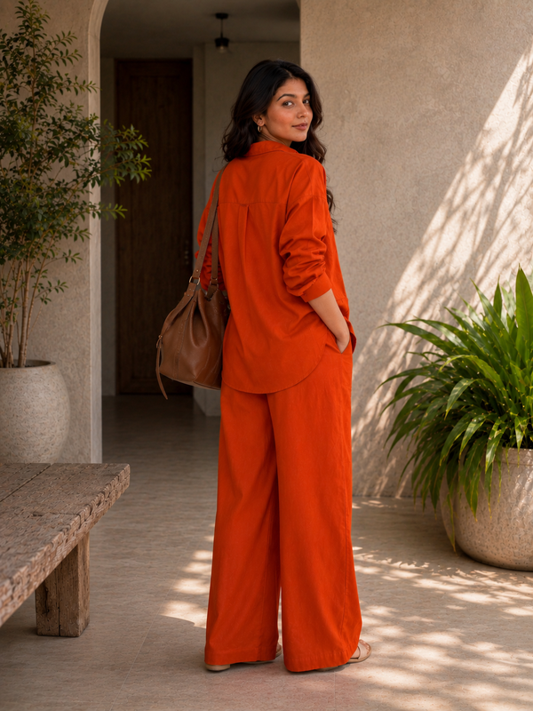 Women's Solid Cotton Co-Ord Set