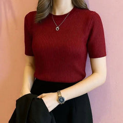 Maroon Women’s Slim Fit Solid Rib Knit Stretchable Top Istyle Can
