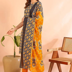 Istyle Can Mustard Cotton Printed Kurta Pant Dupatta Set for Women My Store