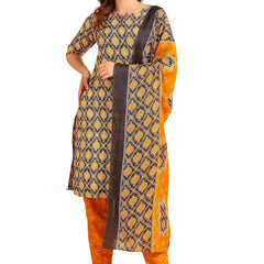 Istyle Can Mustard Cotton Printed Kurta Pant Dupatta Set for Women My Store