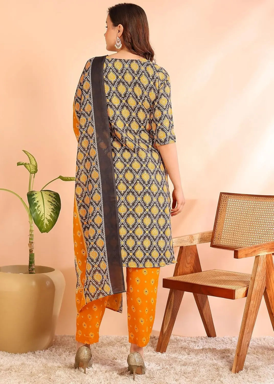 Istyle Can Mustard Cotton Printed Kurta Pant Dupatta Set for Women My Store
