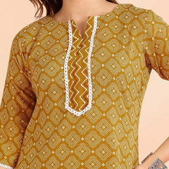 Istyle Can Mustard Cotton Printed Kurta Pant Dupatta Set for Women My Store