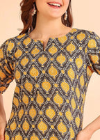 Istyle Can Mustard Cotton Printed Kurta Pant Dupatta Set for Women My Store