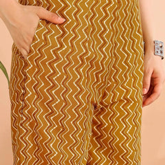 Istyle Can Mustard Cotton Printed Kurta Pant Dupatta Set for Women My Store