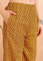 Istyle Can Mustard Cotton Printed Kurta Pant Dupatta Set for Women My Store