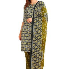 Istyle Can Olive Cotton Printed Kurta Pant Dupatta Set for Women My Store