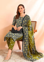 Istyle Can Olive Cotton Printed Kurta Pant Dupatta Set for Women My Store