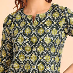 Istyle Can Olive Cotton Printed Kurta Pant Dupatta Set for Women My Store