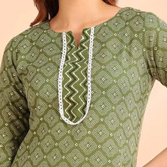 Istyle Can Mehendi Cotton Printed Kurta Pant Dupatta Set for Women My Store