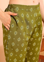 Istyle Can Olive Cotton Printed Kurta Pant Dupatta Set for Women My Store