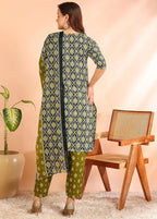 Istyle Can Olive Cotton Printed Kurta Pant Dupatta Set for Women My Store
