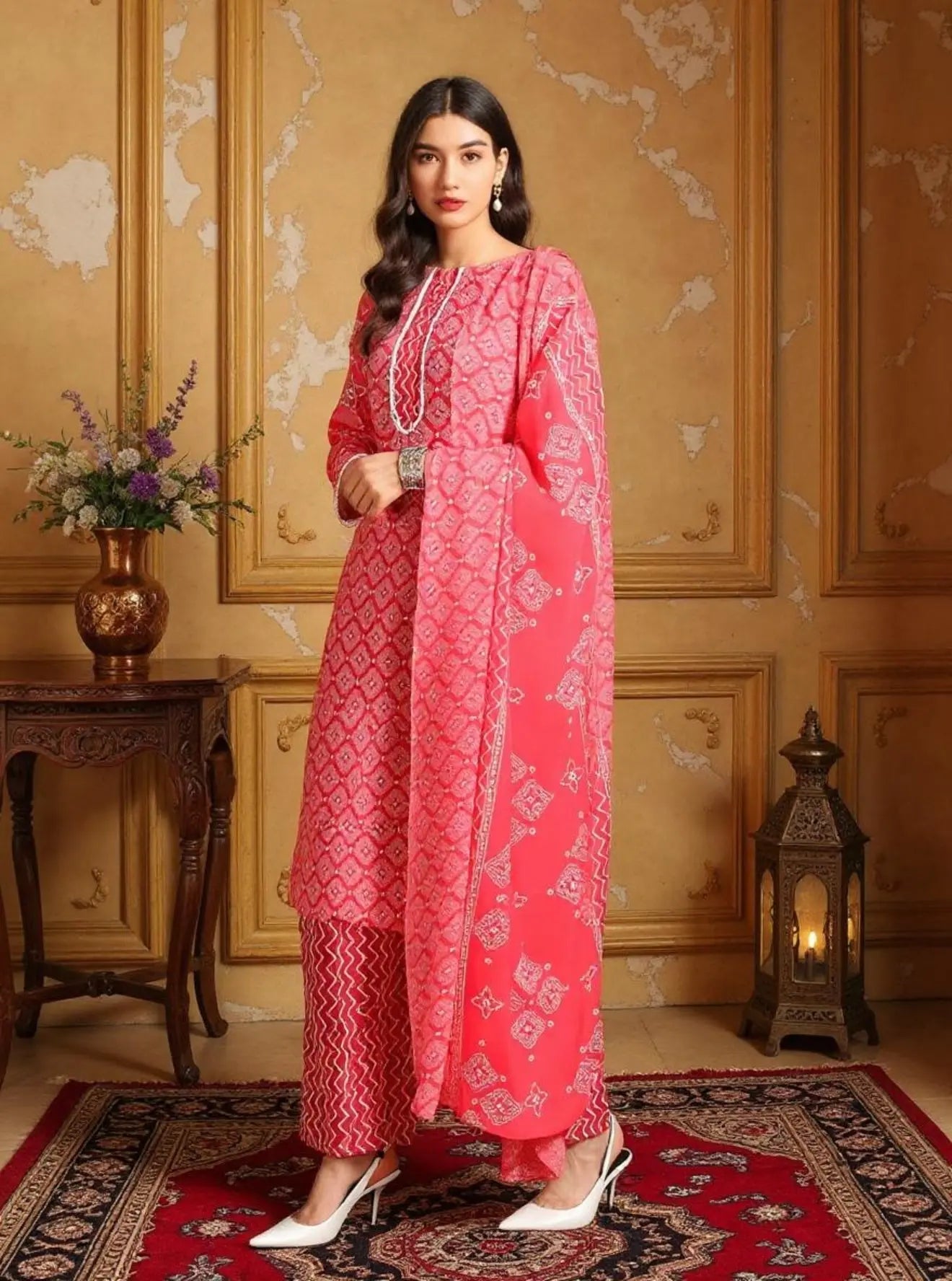 Istyle Can Pink Cotton Printed Kurta Pant Dupatta Set for Women My Store